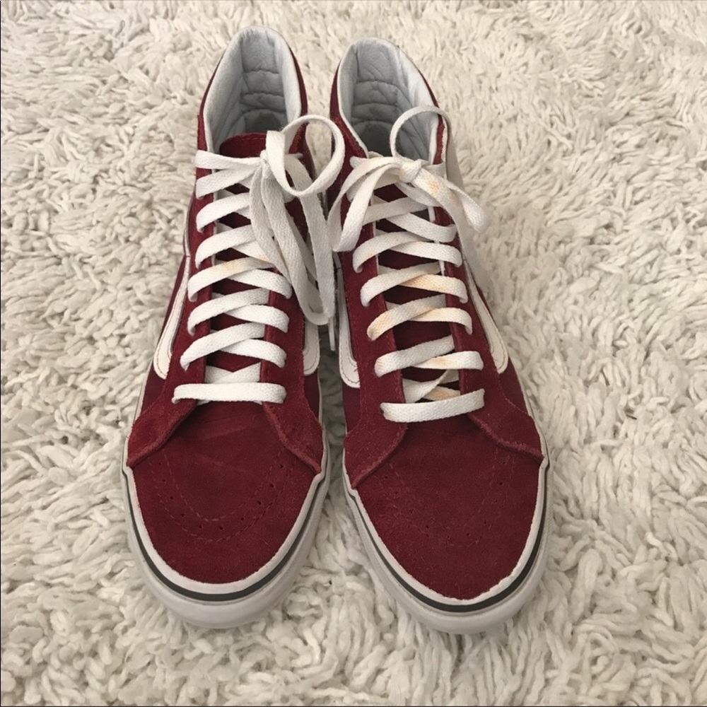Maroon suede Vans Hi Tops - Picture 2 of 5